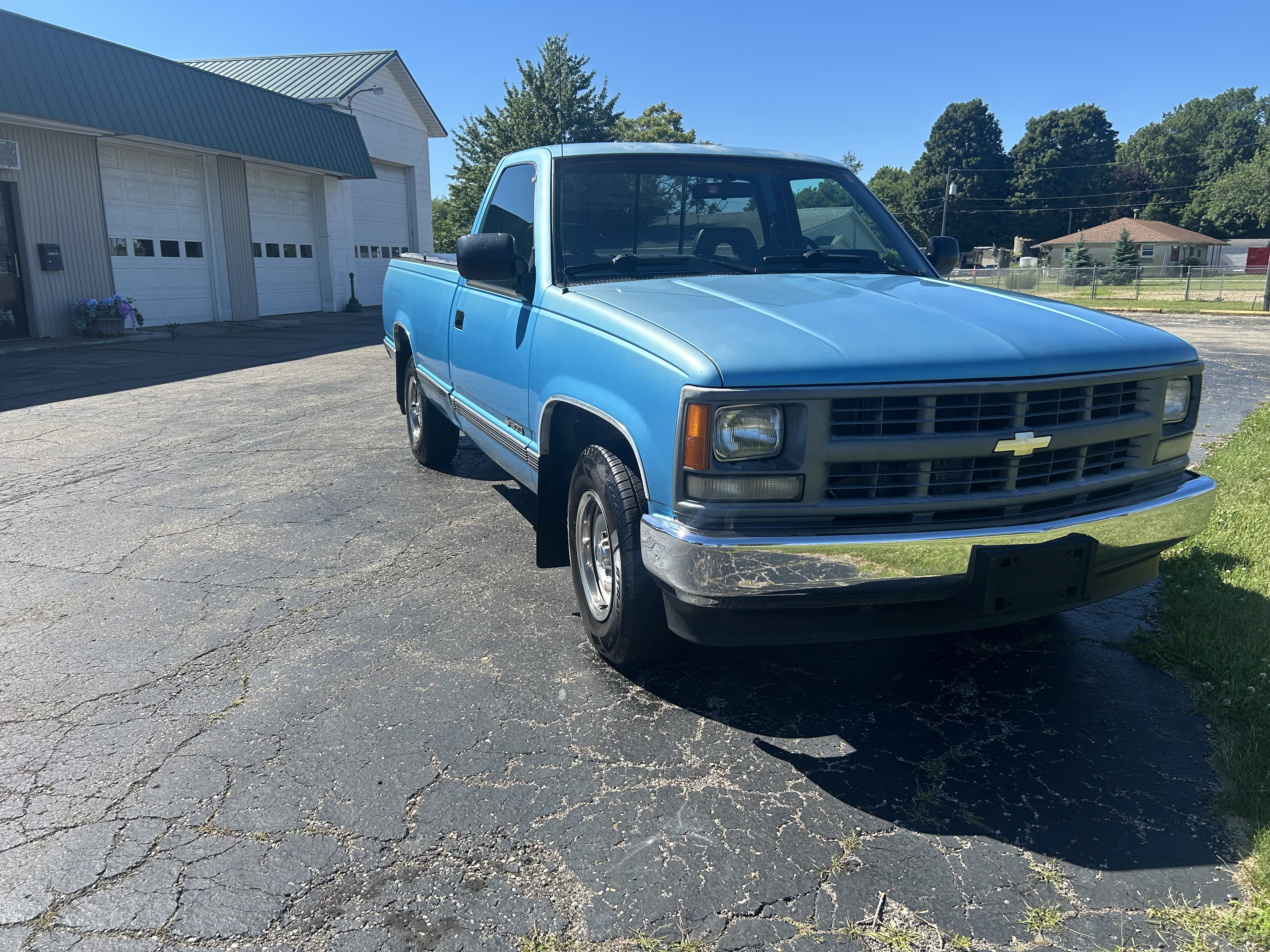 Blue Chevrolet truck detail