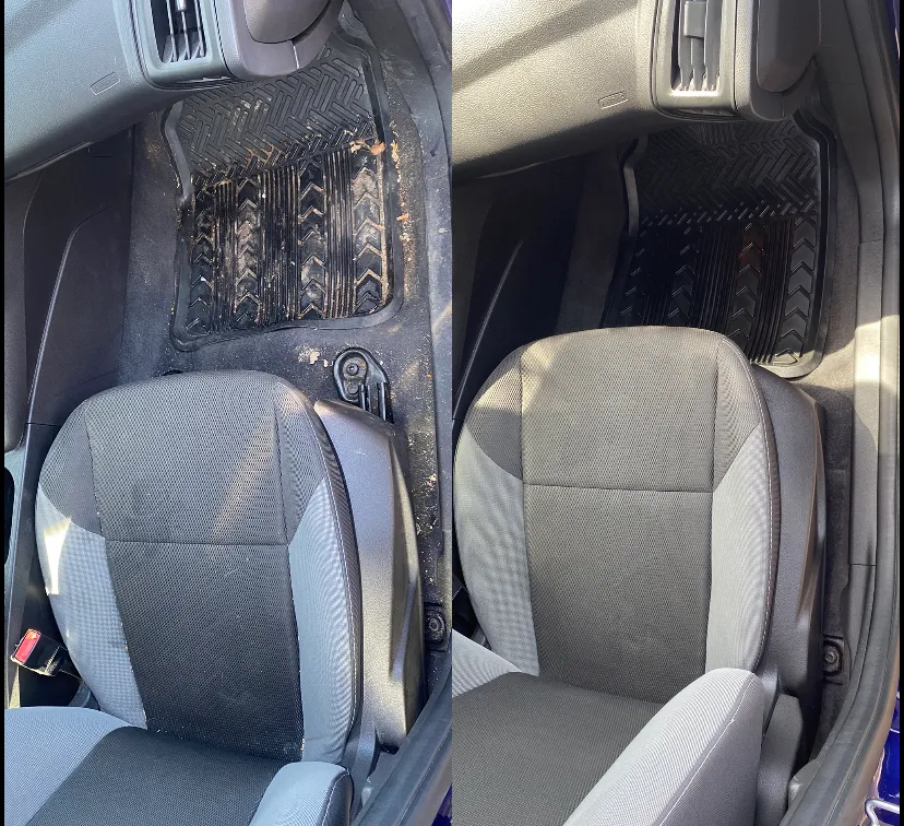 Before and after interior seat cleaning